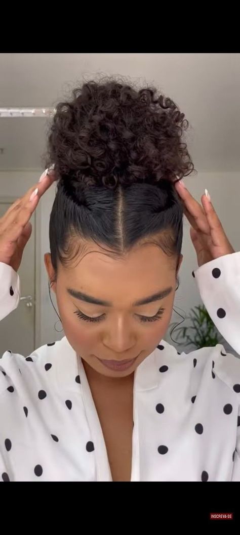 Simple Updo For Natural Hair, Short 3b Curly Hair Updo, Short Hair Updo Curly Natural Curls, Mixed Hair Updo, Curly Hairdos For Long Hair, Curly Up Hairstyles Updo, Natural Hair Bun Styles Updo, Natural Curly Updo Hairstyles, Buns For Curly Hair