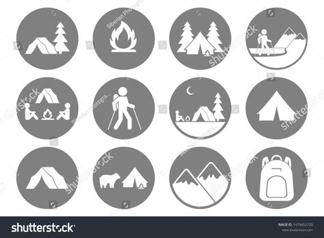 Hiking Symbol Tattoo, Hiking Symbols, Camping Symbols, Hiking Icon, Trekking Logo Design Ideas, Trekking Silhouette, Hiking Club Logo, Backpacking Camping, Hiking Trail