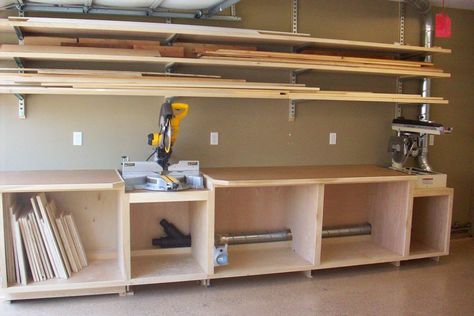 Garage Workshop Layout, Basement Workshop, Workshop Layout, Woodworking Shop Layout, Garage Work Bench, Workbench Plans, Diy Garage Storage, Woodworking Workbench, Workshop Organization