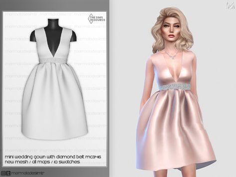 Sims 4 Short Wedding Dress, Sims 4 Cc Female Wedding Dress, Sims 4 Glitter Dress, Sims 4 Off The Shoulder Dress, Sims Resource Dress, Short Wedding Gowns, Ruffle Bodycon Dress, Ruffle Bodycon, Formal Dresses Short