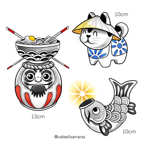 Sushi Tattoos, Amulet Tattoo, Mariposas Tattoo, Lucky Cat Tattoo, Japanese Icon, Usa Tattoo, Japanese Art Styles, Japanese Artwork, Japanese Cat