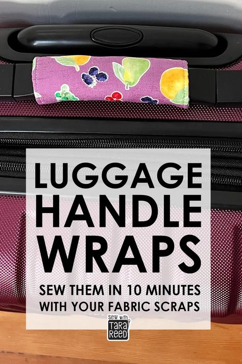 Suitcase Handle Wrap Diy, Things To Sew For Traveling, Diy Luggage Strap, Sewing Projects For Travel, Luggage Handle Wrap Diy, Diy Luggage Identifier, Diy Luggage Cover, Sew Travel Accessories, Travel Sewing Projects