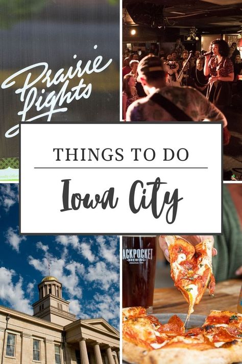 The college town Iowa City is full of great attractions, shops, and breweries. Here's a list of 20+ things to in Iowa City - both indoors and outdoors. Things To Do In Iowa, Iowa Travel, Explore Texas, Family Vacation Planning, Midwest Travel, Vacation Activities, City Kid, College Town, Des Moines Iowa