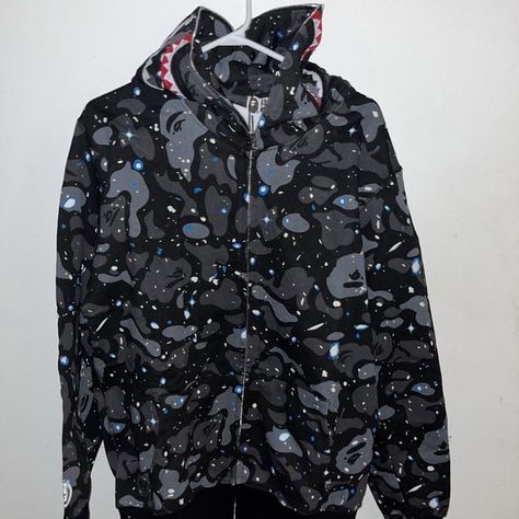 Bape Galaxy Shark Camo*BRANDNEW Bape Shark Hoodie, Bape Outfits, Bape Shark, Bape Hoodie, Shark Hoodie, Puma Jacket, Camo, Sign Up, Athletic Jacket