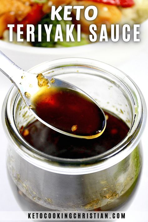 Keto Teriyaki Sauce This Keto Teriyaki Sauce has the perfect blend of traditional sweet and salty flavors, with a thick and sticky texture that you will love! Use it to add great flavor to your stir fry chicken, beef or shrimp, use as a marinade or glaze. #ketoasian #lowcarbteriyaki #ketosauces Keto Eel Sauce, Terriaki Sauce, Keto Teriyaki Sauce, Keto Teriyaki, Keto Stir Fry, Keto Beginner, Teriyaki Sauce Recipe, Keto Sauces, Beginner Recipes