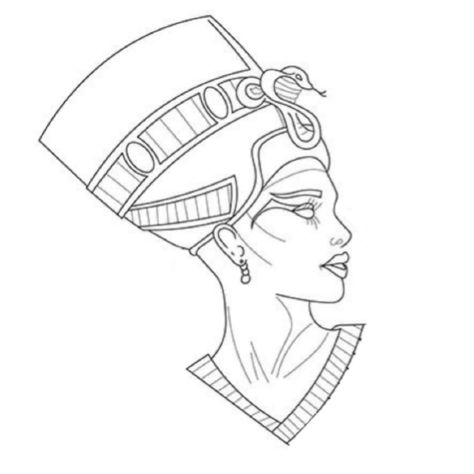 Cleopatra Line Art, Nefertiti Tattoo Design Egyptian Goddess, Nefrititi Tattoo, Cleopatra Drawing, Nefertiti Tattoo Design, Stick Figure Tattoo, Queen Nefertiti Tattoo, Easy Half Sleeve Tattoos, Cleopatra Tattoo