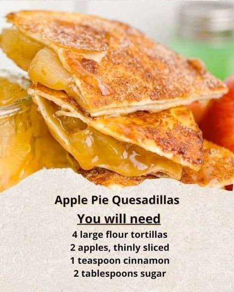 🫕 Recipes Made Easy 🍲 | Apple Pie Quesadillas 🍏🍎🍏 | Facebook Apple Pie Quesadilla Recipes, Apple Pie Quesadilla, Fruit Quesadilla, Apple Quesadilla, Dessert Quesadilla, Fried Apple Pies, Keto Easy, Apple Recipes Easy, Single Serving Recipes