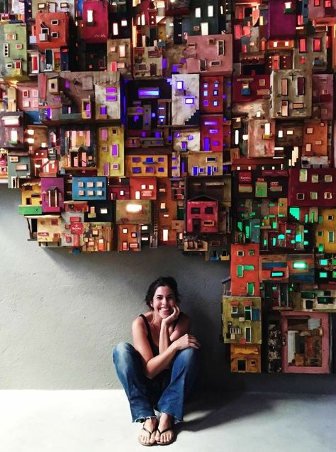 Cardboard City, Antony Gormley, Cardboard Sculpture, Cardboard House, Cardboard Art, Collaborative Art, Front Porch Ideas, Tableau Art, Recycled Art