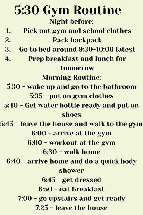 This is a great routine for going to the gym in the morning!😃 How To Workout In The Morning, Gym Girl Morning Routine, Early Morning Gym Routine, Early Morning Workout Routine, Gym Morning Routine, Morning Gym Routine, Gym In The Morning, Morning Schedule, Beginners Fitness