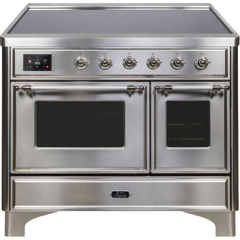 ILVE Majestic 2 40-in 6 Elements Self-cleaning Convection Oven Freestanding Double Oven Induction Range (Matte Graphite) in the Double Oven Induction Ranges department at Lowes.com Freestanding Double Oven, Bosch Kitchen, Ilve Range, Double Oven Range, Freestanding Range, Electric Kitchen, Kitchen Centerpiece, 6 Elements, Freestanding Cooker