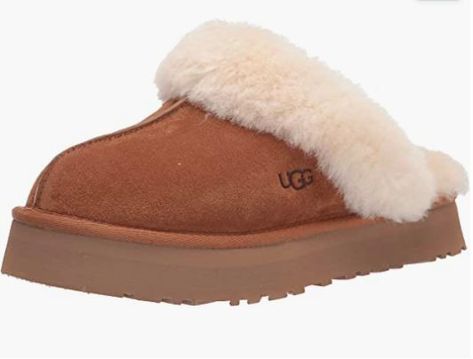 Shearling Dyed Sheep Fur (Fur Origin: Australia/United Kingdom/Ireland/United States/Spain) Synthetic Rubber sole Suede upper Sheepskin collar 10mm sheepskin lining and insole EVA outsole 1" platform height Ugg Store, Ugg Slippers Women, Disco Style, Classic Slippers, Outfit Chic, Ugg Slippers, Classic Boots, Slipper Shoes, Free Amazon Products