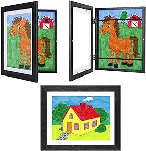 3 Pack Kids Art Frames Black, 10x12.5 Child Artwork Display Frame Without Mat Changeable Front Opening, 8.5x11 Frame With Mat, Children Storage Frame Hold 50pcs Craft, Drawing, Art Project, Schoolwork Child Artwork Display, Kids Art Frames, Children Storage, Craft Drawing, Displaying Kids Artwork, Frame Kids Art, Childrens Artwork, Art Frames, Gallery Wall Frames