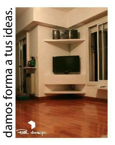 Small Corner Tv Stand, Ideas For Wall Decor, Tv Shelving, Wall Painting Frames, Wood Corner Tv Stand, Television Wall, Feature Wall Bedroom, Tv Unit Decor, Tv Cabinet Design