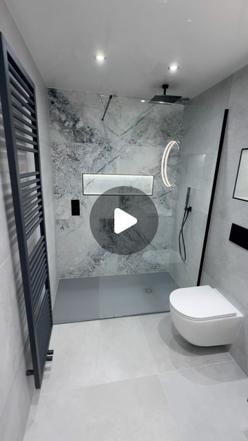 B3 design on Instagram: "Concrete Bathroom with Walk in Shower 🩶

▪️Matt Black Vanity unit 
▪️Slate tray 
▪️Matt Black accents 

#bathroom #bathroomdesign #bathroomstyle #bathroomstyling #tiles #tiledesign #concretetiles #walkinshower #shower #showerdesign #modernbathroom #bathroomfitter #bathroomfittings #bathroomrenovation #bathroomreno #bathroomremodel" Black Accents Bathroom, Swiss House, Concrete Bathroom, Black Vanity, Concrete Tiles, Concrete Design, Vanity Unit, Bathroom Renos, House Renovation