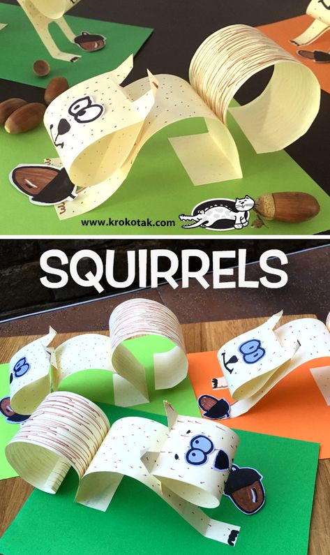 Animal Art Projects, Squirrel Art, Fall Art Projects, Animal Crafts For Kids, Paper Animals, Autumn Crafts, Kindergarten Art, Fall Kids, Animal Crafts