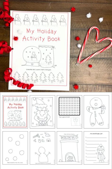 Free Christmas Activities Book Printable to Download and Print at Home or at School for the Students in your Classroom #giftsfromteachers #freeprintable #christmas #activitybook Christmas Busy Book Free Printables, Christmas Activity Book Printable, Free Printable Candy Bar Wrappers, Free Christmas Activities, Christmas Printable Activities, Activity Printables, Christmas Activity Book, Christmas Crafts For Kids To Make, Christmas Activity