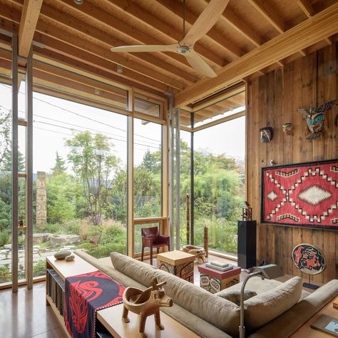 Native American Interior, Native American Interior Design, American Interior Design, Olson Kundig, Plywood Walls, American Interior, Clerestory Windows, Spa Resort, Casa Exterior