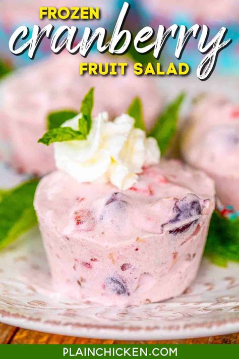 Frozen Cranberry Salad - Plain Chicken Cranberry Fruit Salad, Frozen Salad, Thanksgiving Cranberry Sauce, Frozen Fruit Salads, Thanksgiving Cranberry, Congealed Salad, Cranberry Sauce Thanksgiving, Cranberry Thanksgiving, Thanksgiving Side Dishes Easy