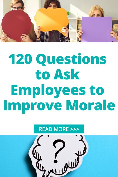 Discover 120 thought-provoking questions to ask your employees and boost morale in the workplace. Utilize these insightful inquiries to enhance communication, engagement, and teamwork within your team. Improve employee satisfaction and create a positive work environment with these valuable conversation starters. Spark meaningful discussions that foster growth, collaboration, and a strong sense of belonging among your staff members. Elevate morale and cultivate a culture of openness by implementi Get To Know Your Staff Questions, Shout Out Board Employee, Questions To Ask Employees, Staff Engagement Ideas, Hr Job, Culture Building, Employee Engagement Activities, Staff Engagement, Improve Employee Engagement