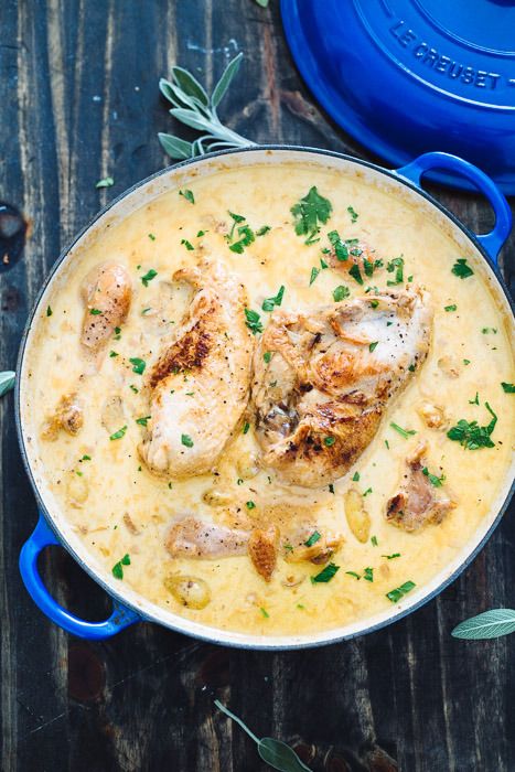 Riesling Chicken, Chicken Riesling, Creamed Chicken, Chicken Wine, Wine Chicken, Chicken Mushrooms, Fingerling Potatoes, Dutch Oven Recipes, Braised Chicken