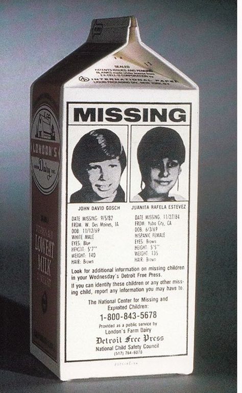 Missing kid milk carton (1970's). Tablecloth Checkered, Checkered Paper, 타이포그래피 포스터 디자인, Female Eyes, Missing Persons, Milk Carton, Board Ideas, Packaging Box, New Wall