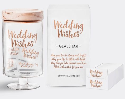 Wedding Wishes Glass Jar Sweepstakes - WeddingVibe.com  May your love be strong and bright. May your life be filled with light. May this jar help dreams come true. Filled with wishes for you two.  From each of your guests comes a treasured gift. A piece of wisdom you didn’t know exist! Have family and friends place their Wedding Wishes in the jar. Creating a beautiful memento of your Wedding Day.Each set includes a beautiful hand crafted glass jar with wooden lid. Packaged with 250 champagne foi Wedding Day Wishes, Making A Wedding Dress, Gratitude Jar, Rustic Wedding Decorations, Wedding Messages, Wedding Giveaways, Oprahs Favorite Things, Favors Diy, Diy Wedding Favors