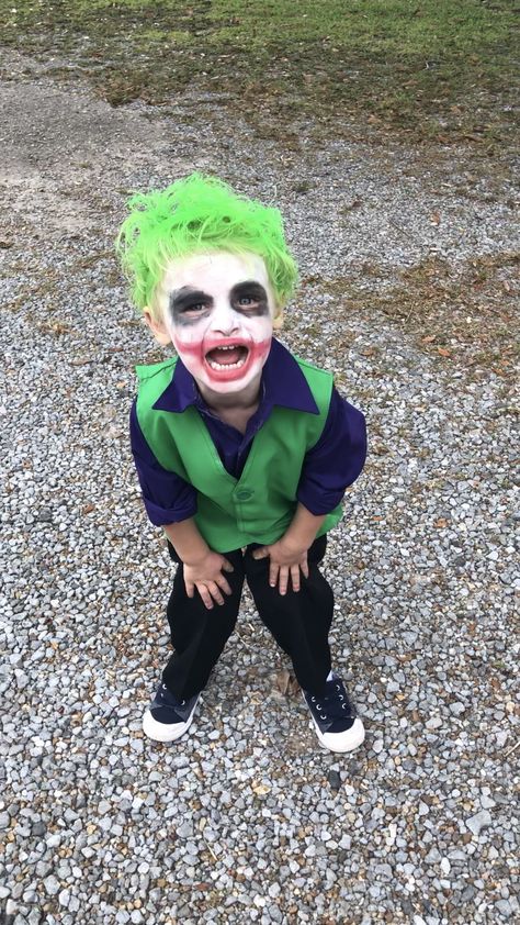 Joker Costume. Toddler. Green Hair Don’t Care. Halloween Toddler Joker Costume, Billy Madison Costume, Billy Butcherson, Billy Madison, Halloween Green, Joker Costume, Costume Toddler, Diy Halloween Costume, Toddler Costumes