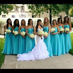 Teal Wedding Dresses The Bride, Bridesmaid Dresses Turquoise, Tiffany Blue Bridesmaids, Tiffany Blue Bridesmaid Dresses, Mismatched Bridesmaid Dresses Blue, Tiffany Blue Dress, Teal Blue Weddings, Tiffany Blue Wedding Theme, Turquoise Blue Dress