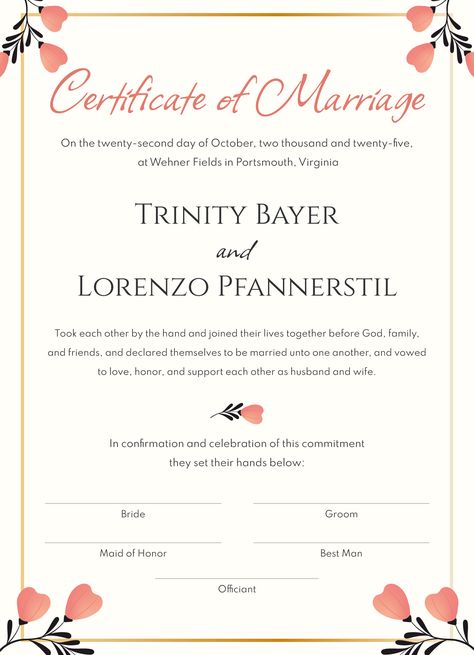 Printable Marriage Certificate Free, Fake Marriage Certificate, Fall Wedding Menu, Fake Marriage, Wedding Bucket, Certificate Maker, Boho Wedding Invitation Template, Wedding Timeline Template, Wedding Newspaper