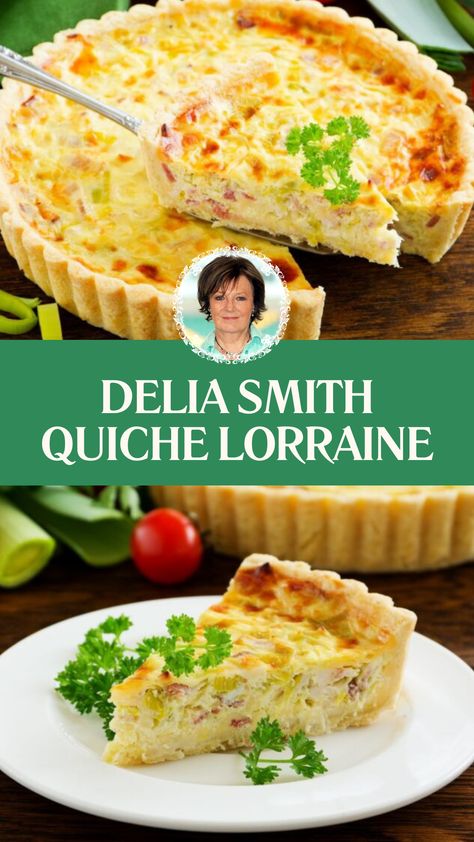 Delia Smith Quiche Lorraine Pies Savory, Streaky Bacon, Quiche Lorraine Recipe, Delicious Quiche, Delia Smith, Double Cream, Tart Baking, Chefs Table, Quiche Lorraine