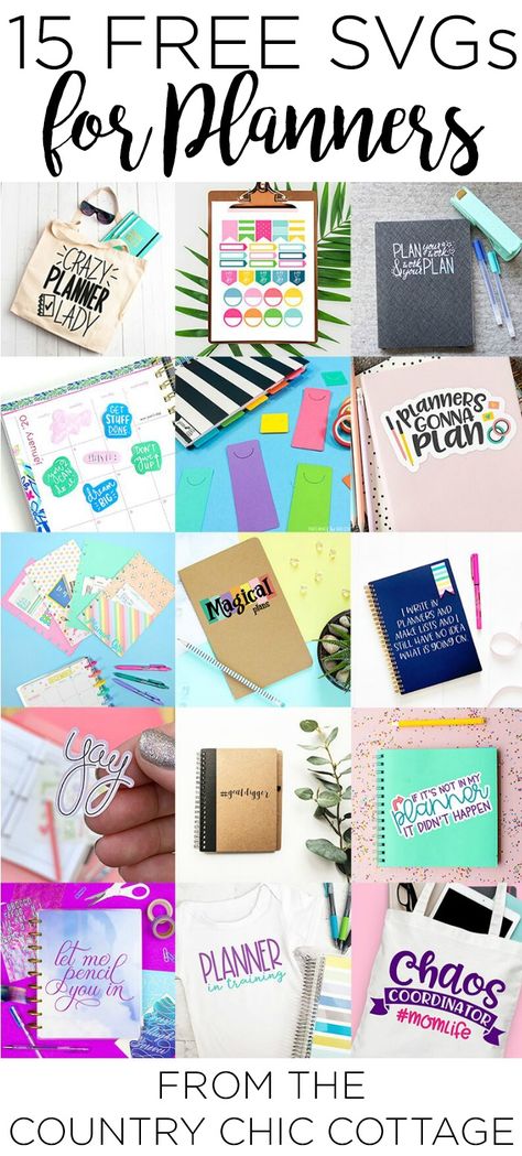 Download these 15 free planner SVGs for your craft projects! Use your Cricut machine to make all of the things for planner lovers with free SVG files that everyone will love! #planner #plannersvg #freesvg #svgs #cutfiles #freecutfiles #organization #plannermom Planner Bag, Disney Planner, Bujo Planner, Planner Tabs, Free Printable Planner Stickers, Types Of Planners, Free Planner Stickers, Free Svgs, Custom Planner