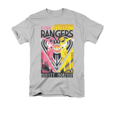 Power rangers shirt pink and yellow ranger silver t-shirt Power Rangers Pink, Power Rangers Shirt, Mighty Morphin Power Rangers, Power Rangers, Modern Fit, Pink Yellow, Cotton Tee, Cotton Shirt, Large Size