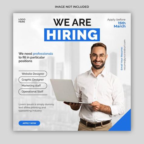 We are hiring job vacancy social media p... | Premium Psd #Freepik #psd #banner Job Vacancy Advertisement Design, Now Hiring Image Social Media, Job Vacancy Poster Design, Job Posting Design, We Are Hiring Creative Poster Design, We Are Hiring Creative Ads, Hiring Creative Ads, Vacancy Poster Design, Job Vacancy Design