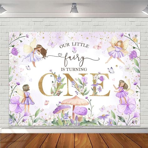 Amazon.com : Avezano Fairy 1st Birthday Backdrop for Girl Purple Floral Butterfly Mushroom Fairy Birthday Background Little Princess First Birthday Party Decoration Banner (7x5ft) : Electronics Enchanted Forest Birthday, Princess First Birthday, Forest Birthday, Fairy Garden Party, 1st Birthday Party Decorations, First Birthday Party Decorations, Birthday Photography, Fairy Birthday, Butterfly Fairy