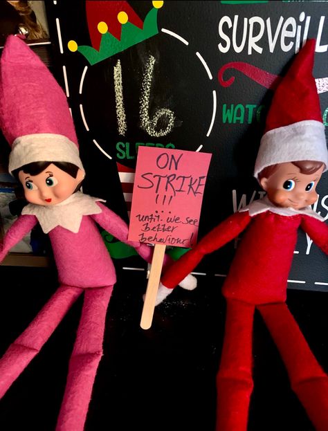 Elf On Strike, On The Shelf, Elf On The Shelf, Elf, Shelves, Holiday Decor, Home Decor, Home Décor