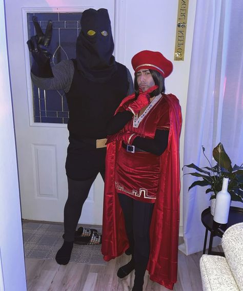 Esmeralda Couple Costume, Funny Shrek Costume, Shaved Head Halloween Costumes, Shrek Executioner Costume, Lord Farquaad Halloween Costume, Fiona And Lord Farquaad Costume, Shrek And Lord Farquaad Costume, Family Shrek Halloween Costumes, Fiona Shrek Costume Diy