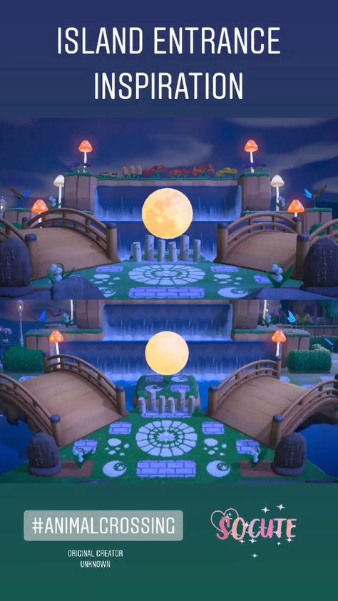 Acnh Celestial Entrance, Acnh Celestial, Island Ideas, Animal Crossing, Entrance, Moon, Building, Animals, Quick Saves