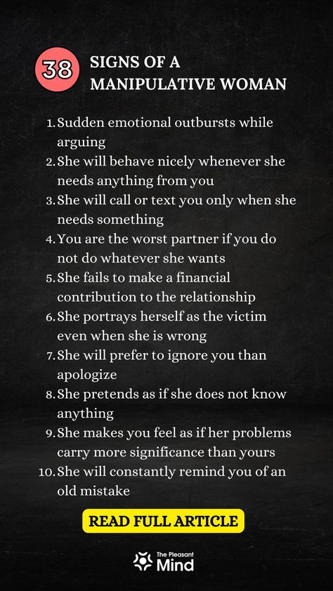 A healthy relationship involves showering all the love, support, and attention to your partner. When you do not get the same in return, look out for the signs of a manipulative woman. Manipulative Women Quotes, Manuplation Quotes, Manipulative People Quotes, Men Love Quotes, Manipulative Women, Respect Relationship, Manipulative Men, Manipulative People, Adulting Quotes