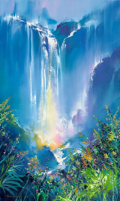 Green Forest Falls | Canvas Painting Ideas For Beginners, Canvas Painting For Beginners, Forest Falls, Waterfall Paintings, Painting Ideas For Beginners, Waterfall Art, Canvas For Beginners, Canvas Painting Ideas, Painting For Beginners