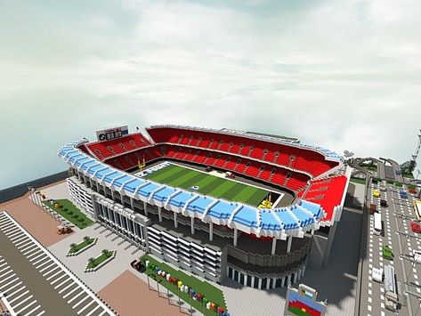 Lapiz Point's American Football Stadium | ECS Minecraft Project Minecraft Stadium, American Football Stadium, Villa Minecraft, Minecraft Modern City, Material Crafts, Minecraft City Buildings, Minecraft Ps4, Bangunan Minecraft, Minecraft Modern