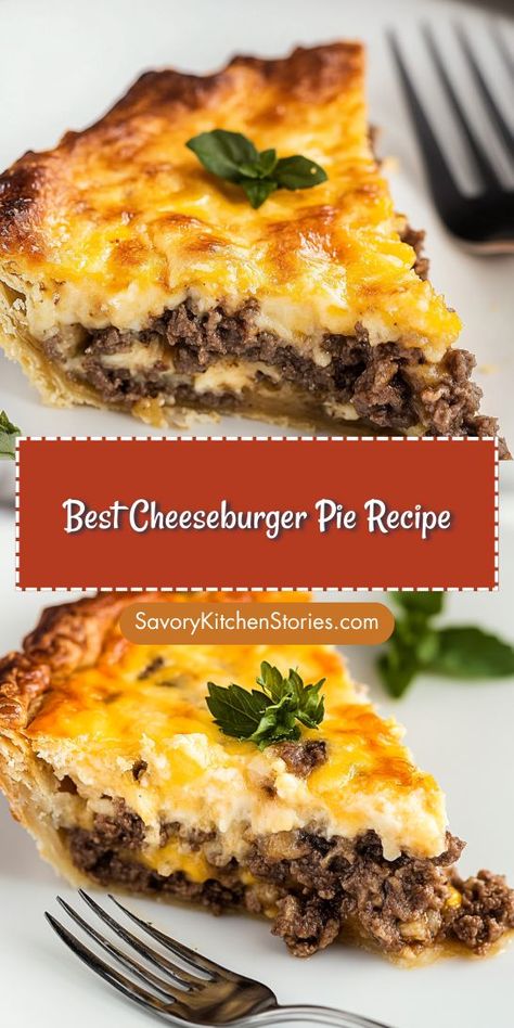 Craving a quick and satisfying dinner option? The Best Cheeseburger Pie Recipe is a delightful blend of ground beef, cheese, and savory seasonings, perfect for busy weeknights! Don’t forget to save this tasty ground beef recipe for a flavorful meal that everyone will rave about! Cheeseburger Pie, Savory Pies Recipes, Bisquick Recipes, Daily Recipes, Bundt Cakes Recipes, Ultimate Comfort Food, Family Friendly Meals, Daily Meals, Ground Beef Recipes