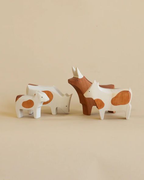 Brin d'Ours - Handmade Wooden Animals From France– Page 2 – Odin Parker Odin Parker, Pig Family, Brown Cow, Wooden Horse, Black Cow, Black Bull, Wooden Animals, Diy Inspiration, Kids Safe