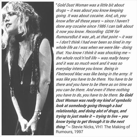 Stevie Nicks Gold Dust Woman, Gold Dust Woman Lyrics, Gold Dust Woman Tattoo, Stevie Nicks Lyrics, Stevie Nicks Quotes, Gold Dust Woman, Stevie Nicks Lindsey Buckingham, Buckingham Nicks, Stevie Nicks Style