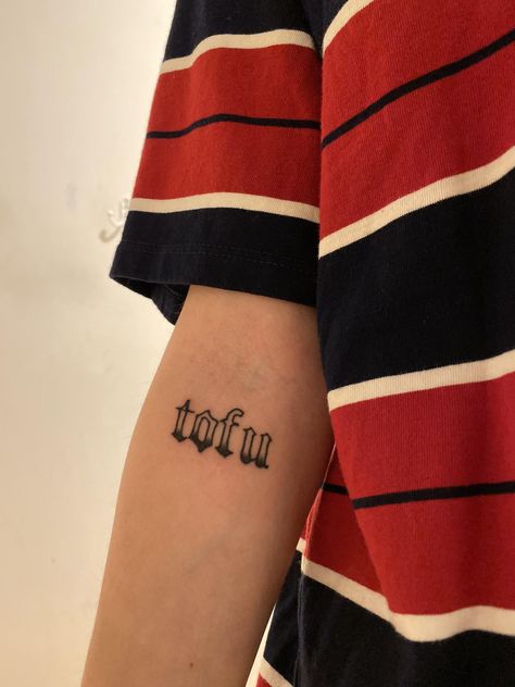 Tofu Tattoo, Hannah Tattoo, Old English Tattoo, Date Tattoos, Vegan Tattoo, Gorgeous Tattoos, Online Dating Profile, Jewelry Tattoo, Tattoo Machine