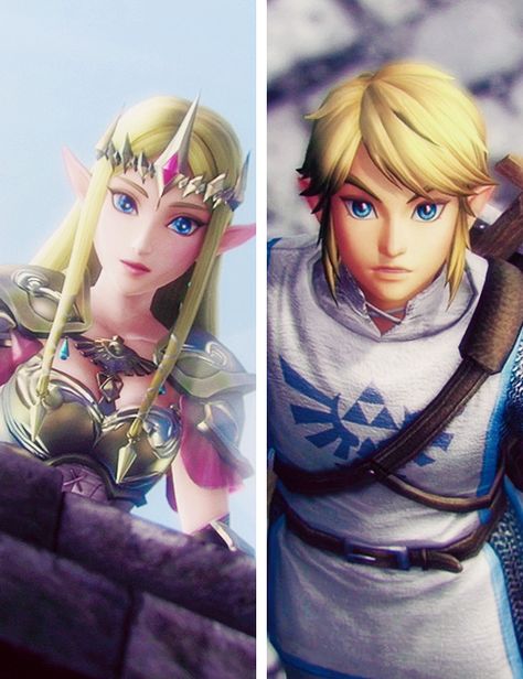 Its just the love they show through their eye contact that makes this so gorgeous~ Hyrule Warriors Zelink, Link Hyrule Warriors, Zelink Fanart, Hyrule Warriors Link, Zelda Hyrule Warriors, Loz Fanart, Couple Cosplay, Princesa Zelda, Warrior Costume