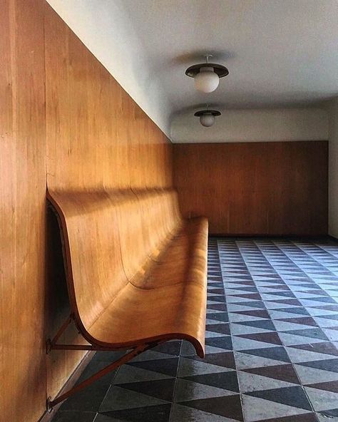 Timeless — 80 Years Ago! Waiting Room at Trons Kapell, Erik Gunnar Asplund, 1940 . . . . . #nature #architecture #archdaily #archdigest… Gunnar Asplund, Wall Bench, Bench Designs, Hus Inspiration, Wooden Bench, Commercial Interiors, Interior Furniture, Cheap Home Decor, Design Furniture