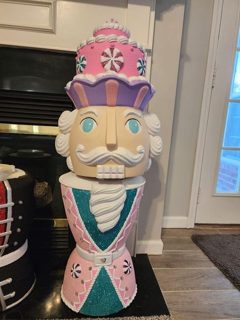 Walmart Peppermint Nutcracker Makeover, Walmart Nutcracker Painting Ideas, Walmart Nutcracker, Nutcracker Makeover, Candy Nutcracker, Nutcracker Ideas, Nutcracker Christmas Decorations, Candy Christmas, Candy Christmas Decorations