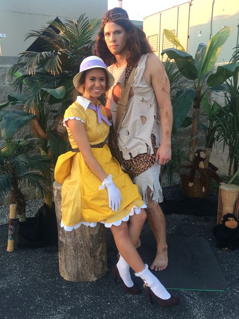 Tarzan & Jane 🐒 Tarzan Family Halloween Costume, Tarzan Family Costume, Jane Costume, Tarzan Couple Costume, Tarzan Costume, Tarzan Halloween Costumes, Tarzan And Jane Costume Couple, Tarzan And Jane Birthday Party, Tarzan And Jane Costume