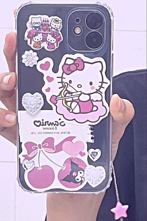 iPhone 11 Case Clear Case Decoration Ideas, Clear Phone Case Decorations, Clear Phone Case Inspo, Cinnamoroll And Pompompurin, Anime Phone Cases, Clear Phone Case Design, Hello Kitty Imagenes, Beautiful Iphone Case, My Melody Cinnamoroll