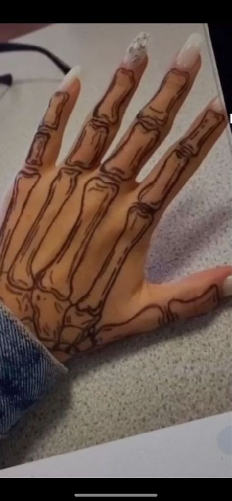 Bone Hands Drawing On Hand, Hand Drawing Skeleton Bones, Tattoo Ideas Bone Hand, Finger Bone Drawing On Hand, Skull Hand Tattoo Drawing, Bone Art On Hand, Bone On Hand Drawing, Skull On Hand Drawing, Drawn Skeleton Hand